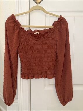 Altar'd State Rust Smocked Peasant Blouse